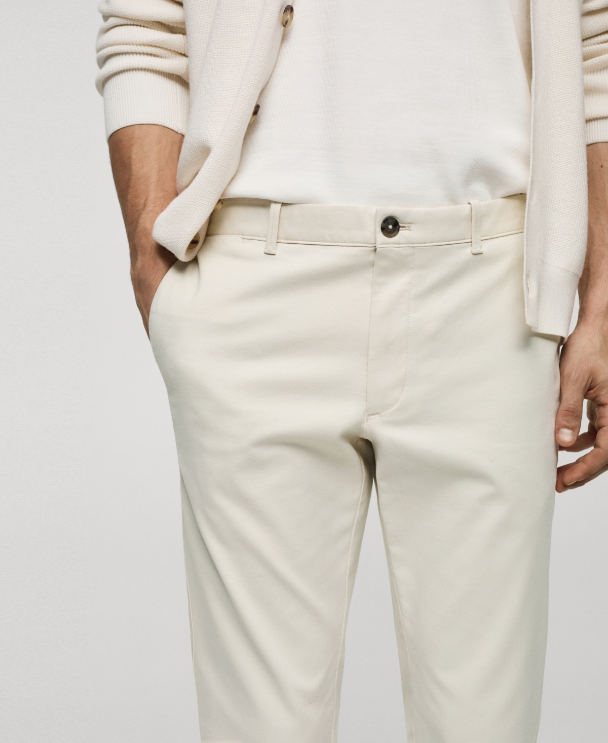 Shop Mango Men's Slim Fit Serge Chino Trousers In Light,pastel Grey