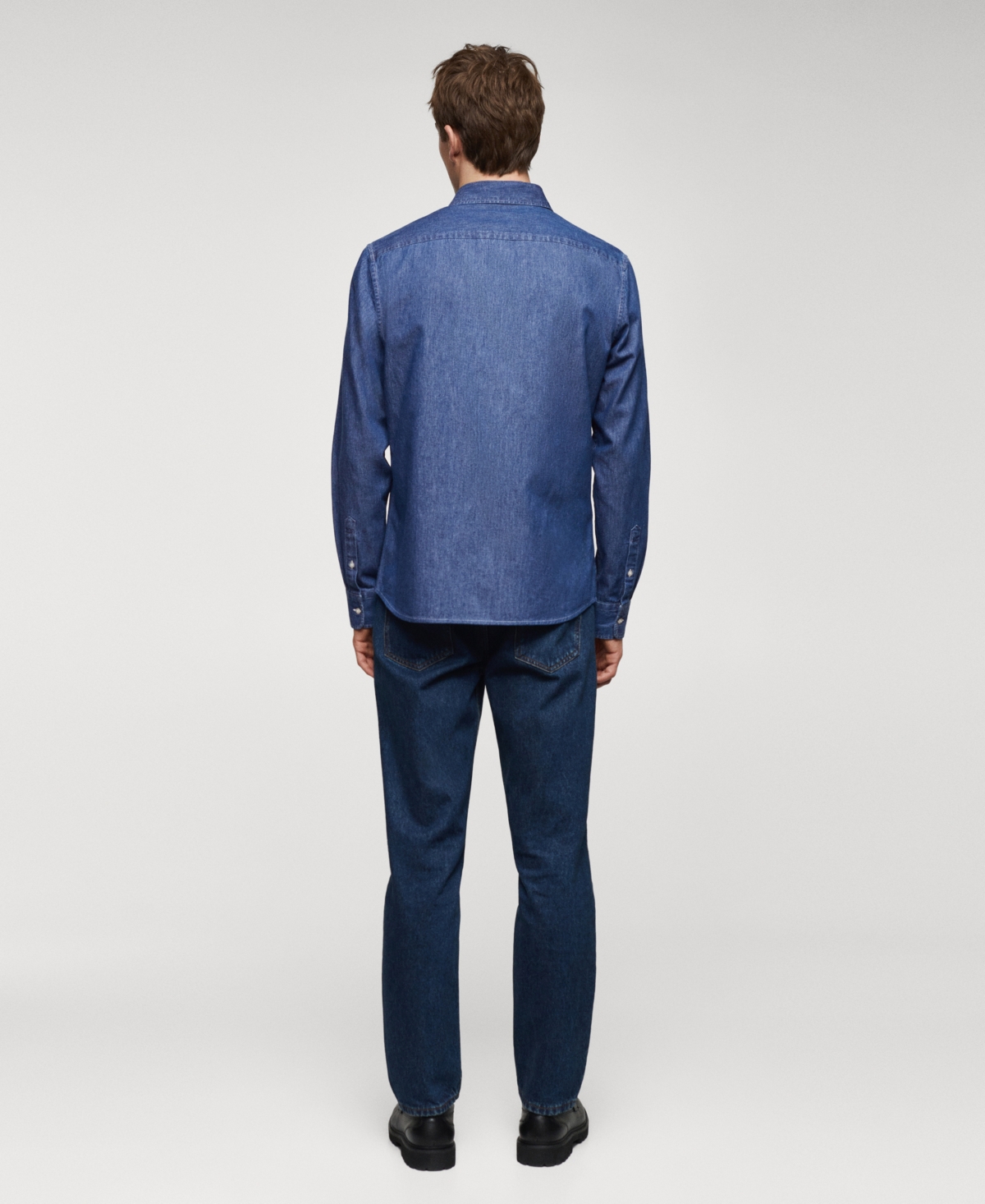 Shop Mango Men's Pockets Detail Denim Overshirt In Medium Blue