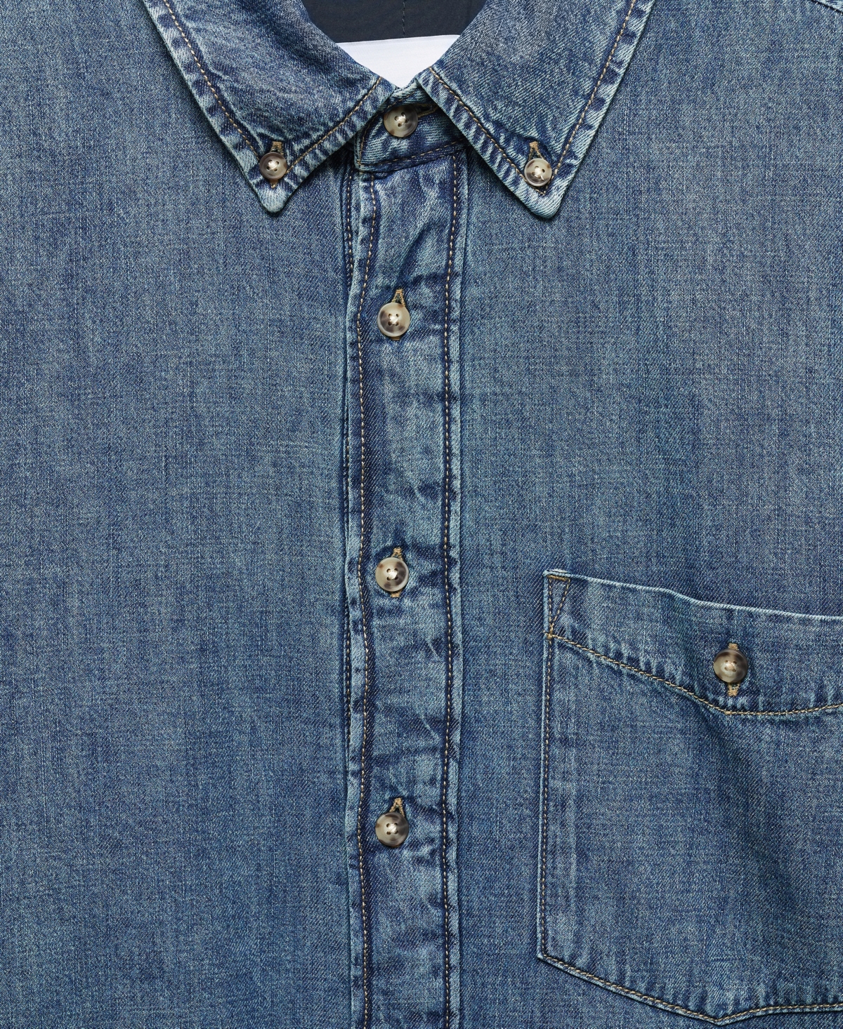 Shop Mango Men's Quilted Denim Overshirt In Medium Vintage Blue