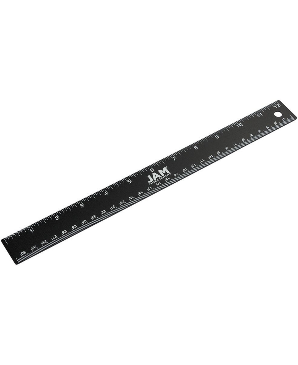 Strong Aluminum Ruler - 12" - Metal Ruler with Non-Skid Cork Backing - Black Metallic