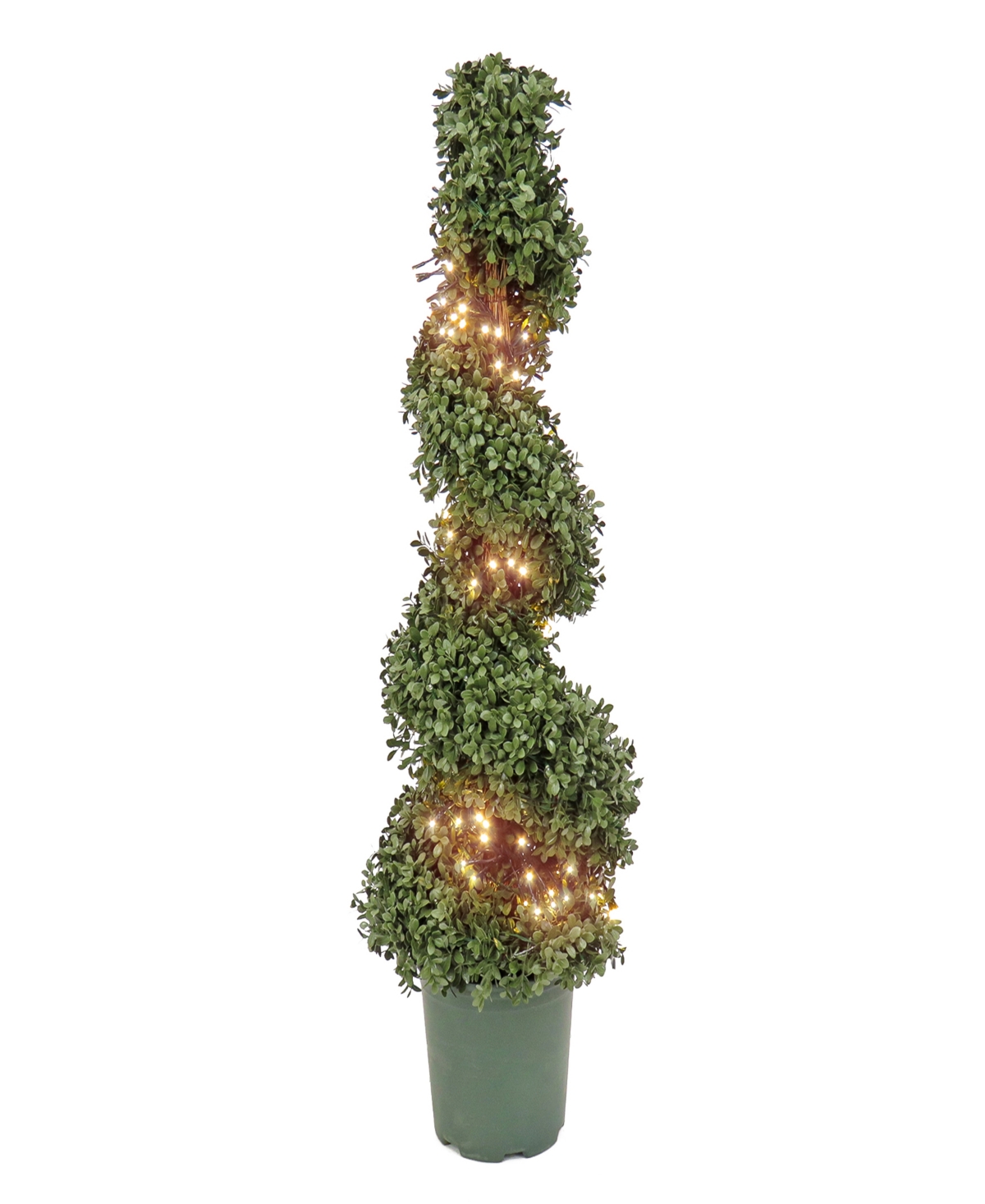 44 Pre-Lit Artificial Boxwood Spiral Topiary - Green
