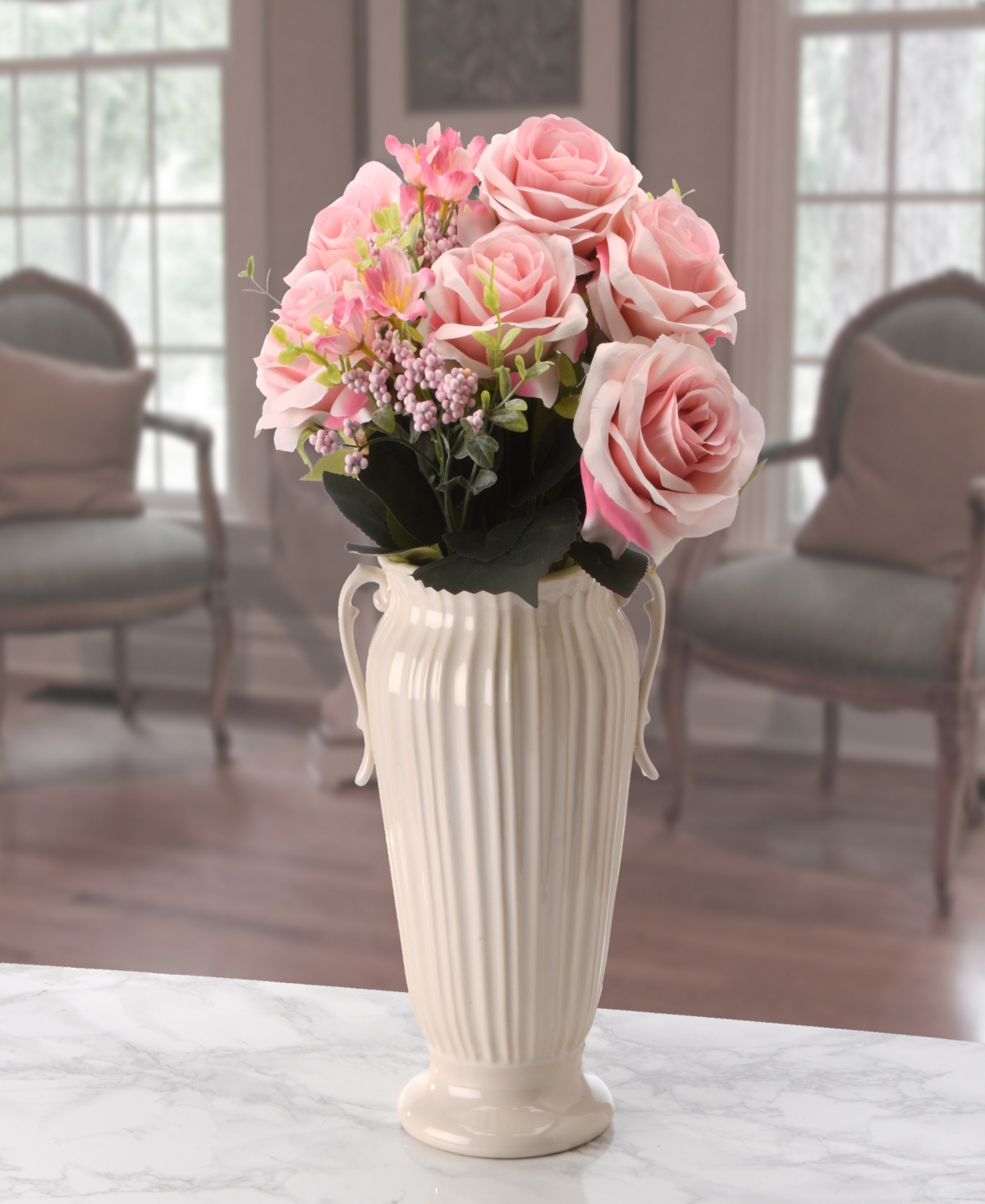 National Tree Company 19 Pink Rose Bundle In Pink