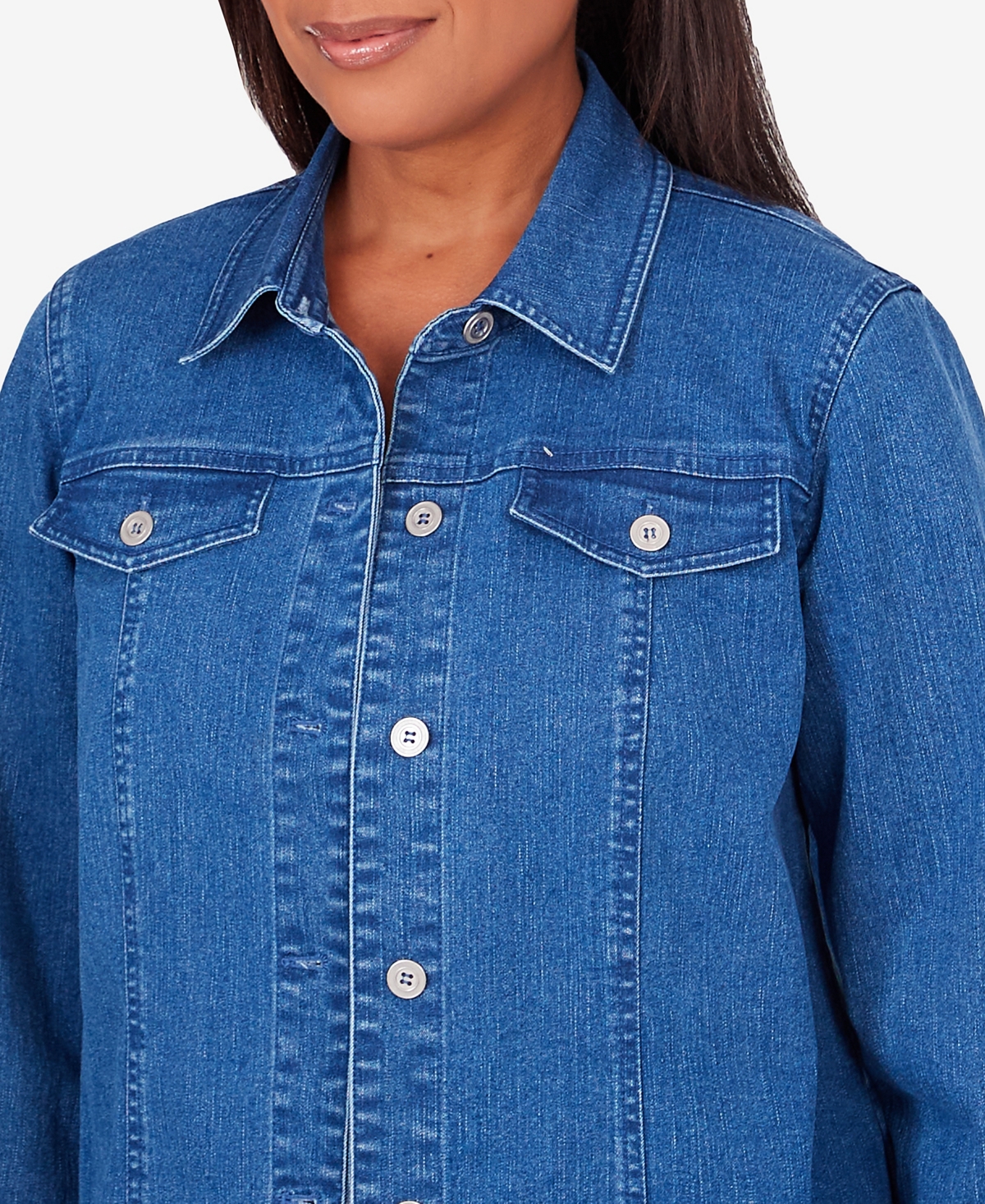 Shop Alfred Dunner Women's Classic Fit Denim Jacket In Medium Denim