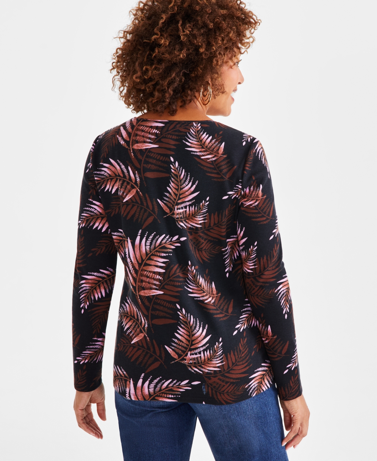 Style & Co Women's Printed Long-Sleeve Knit Top, Created for Macy's