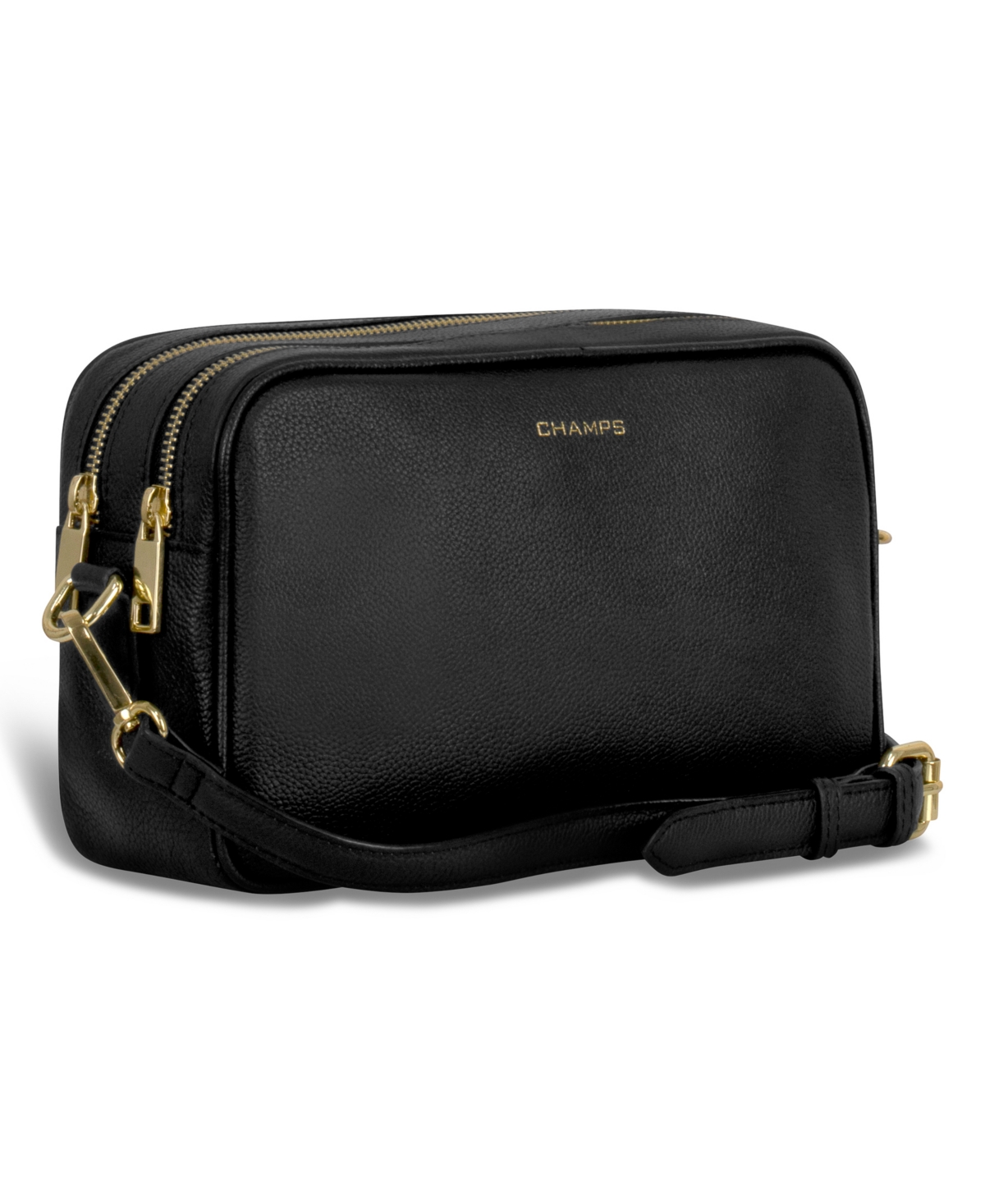 Shop Champs Leather Double-zip Shoulder Bag In Black