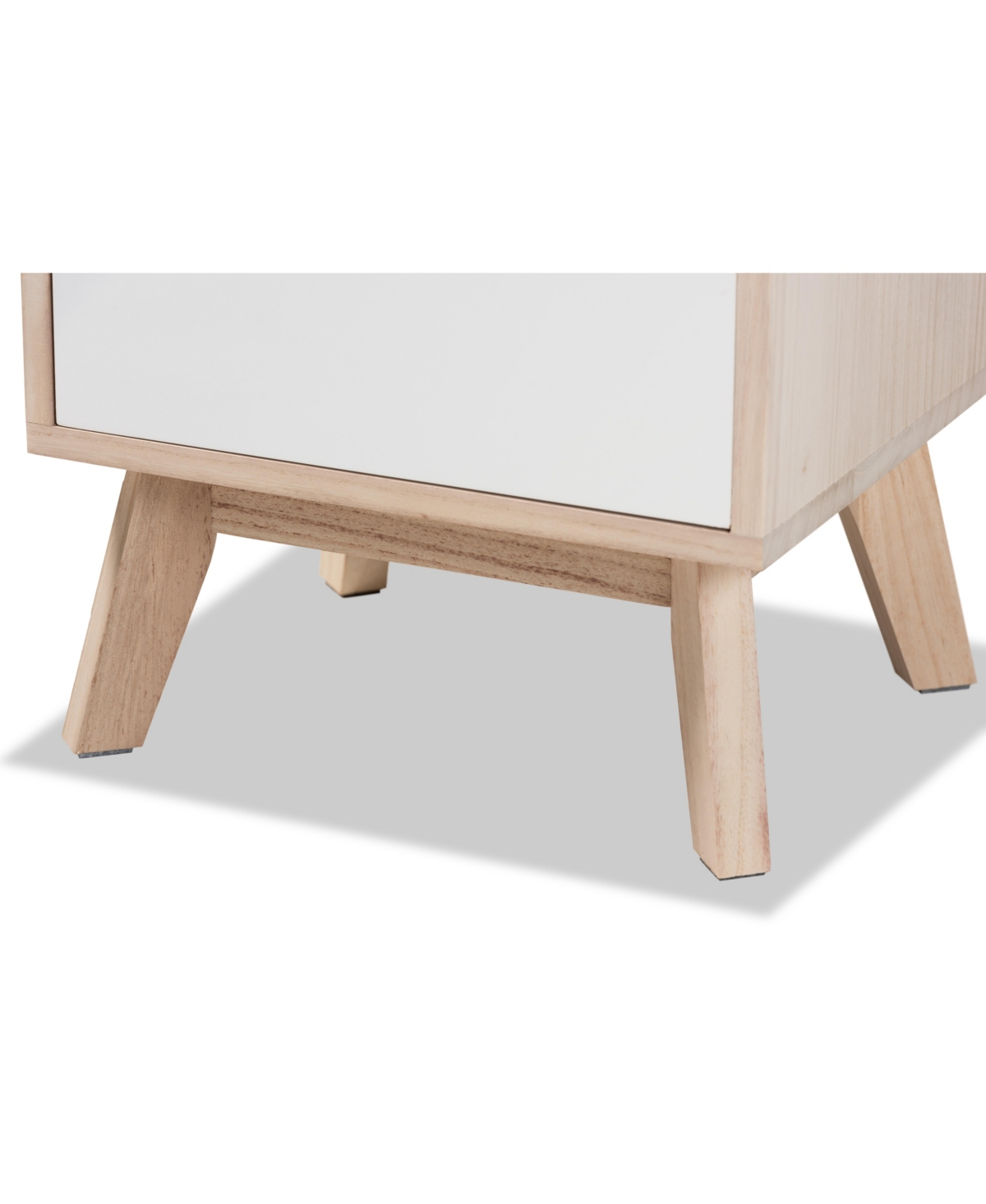 Baxton Studio Halian Mid-century Modern Light Brown 3-drawer Nightstand In White,natural Brown