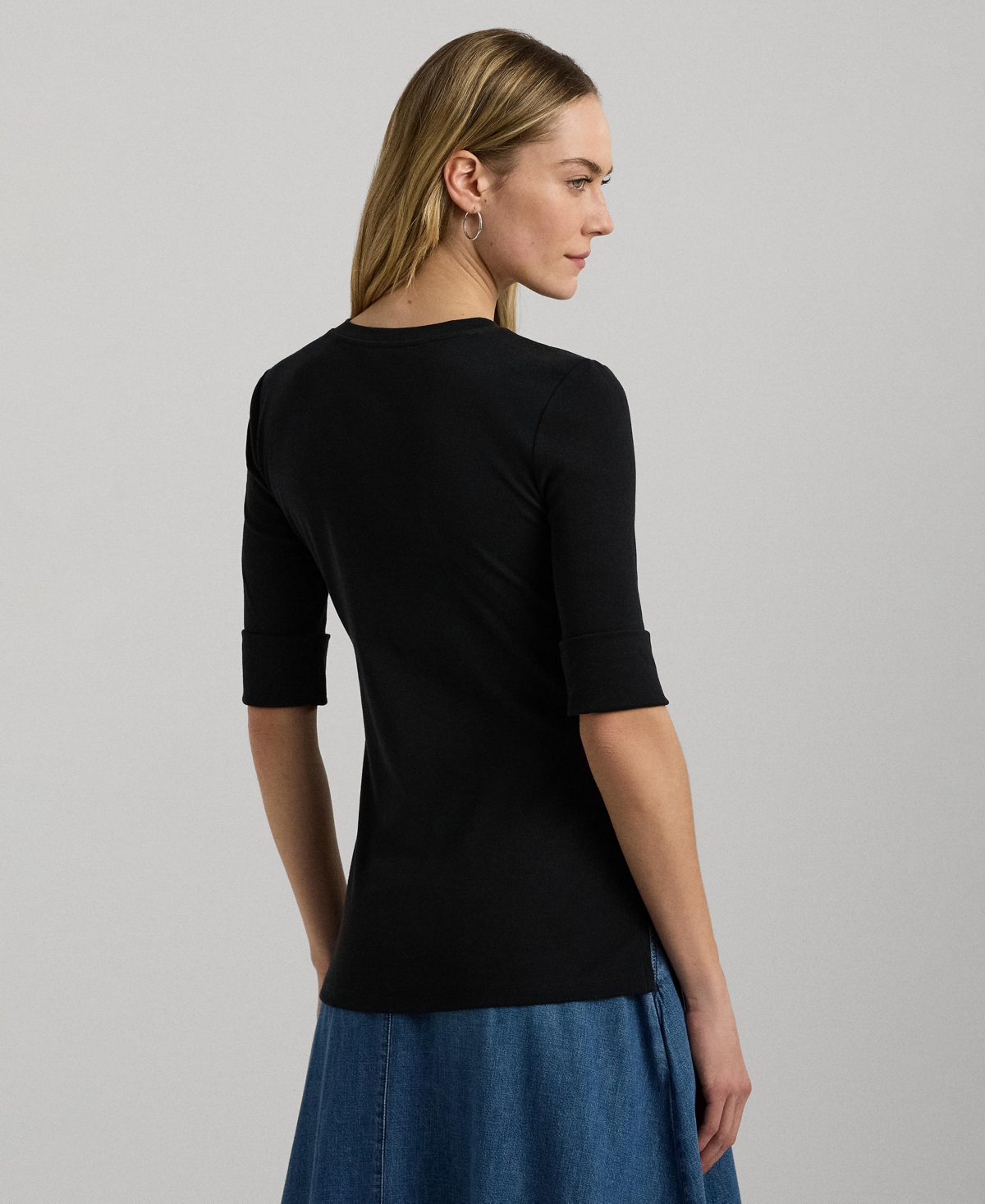 Lauren Ralph Lauren Women's Elbow-Sleeve Henley Tee