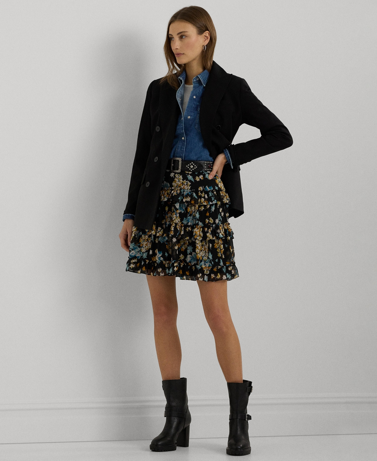 Lauren Ralph Lauren Women's Cotton Denim Embroidered Shirt