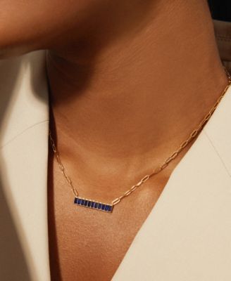 Nano Emerald Color Baguette Bar Pendant Necklace (1 ct. t.w.) in Gold Vermeil, 17" (Also in Nano White Sapphire Color, Nano Ruby Color, & Blue Sapphire Color), Created for Macy's