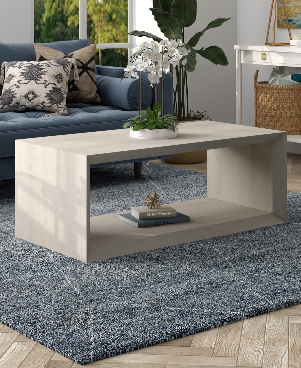 Hudson & Canal Osmond 48" Wide Rectangular Coffee Table In Alder White In Alder White