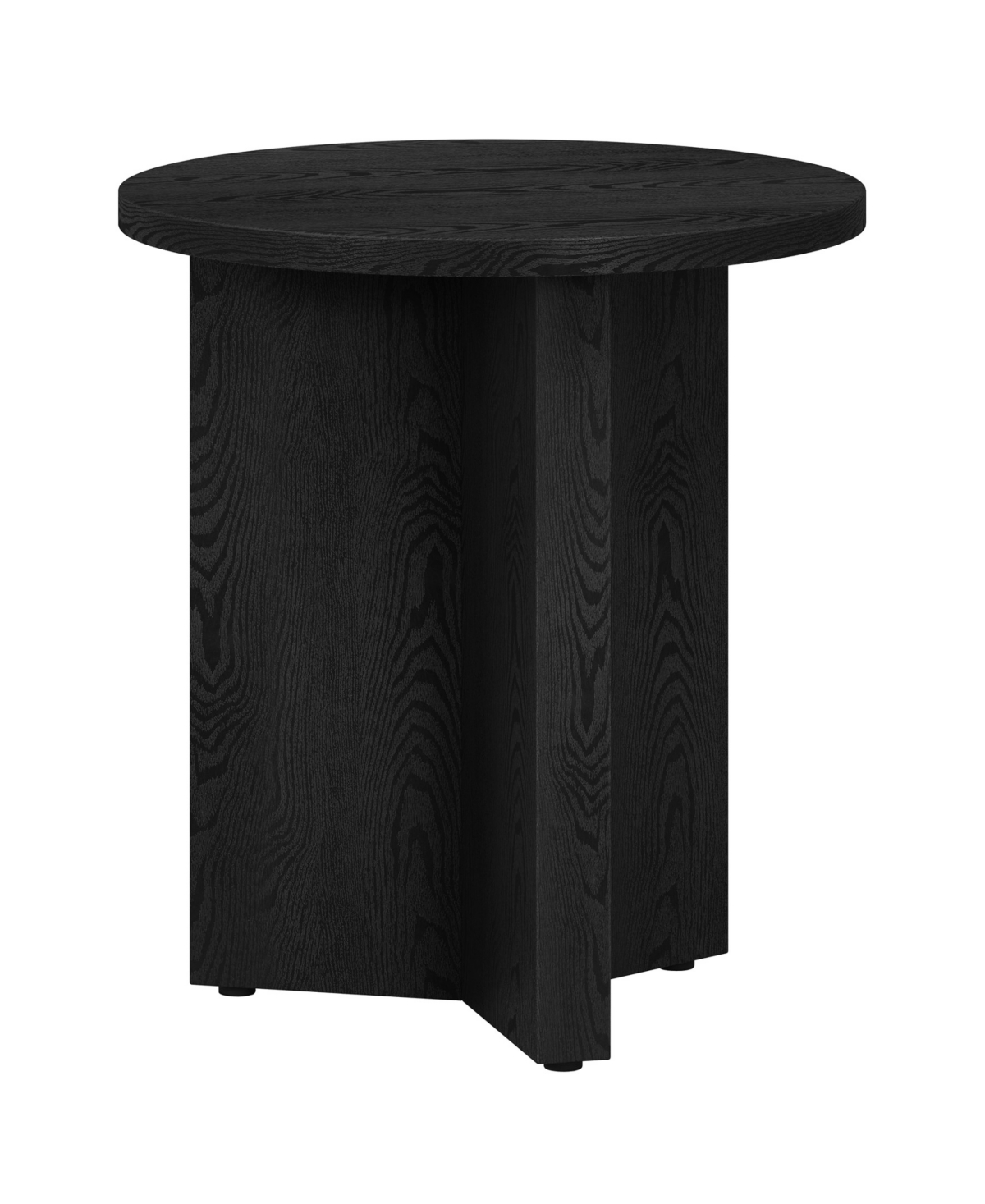 Hudson & Canal Anders 20" Wide Round Side Table In Black Grain In Black Grain