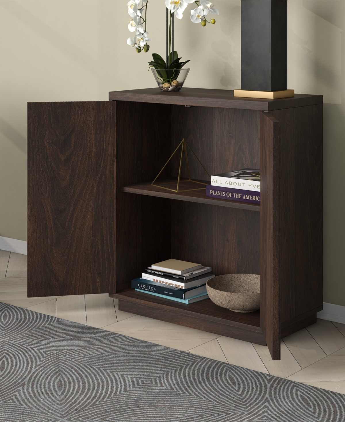 Hudson & Canal Alston 28" Wide Rectangular Accent Cabinet In Alder Brown In Alder Brown