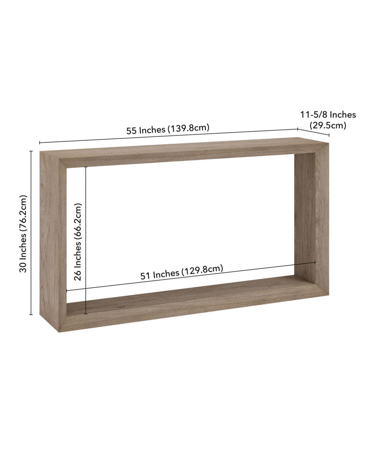 Hudson & Canal Osmond 55" Wide Rectangular Console Table In Antiqued Gray Oak In Antiqued Gray Oak