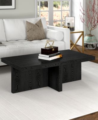 Elna 44" Wide Rectangular Coffee Table in Black Grain