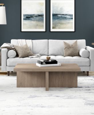 Elna 44" Wide Rectangular Coffee Table in Antiqued Gray Oak