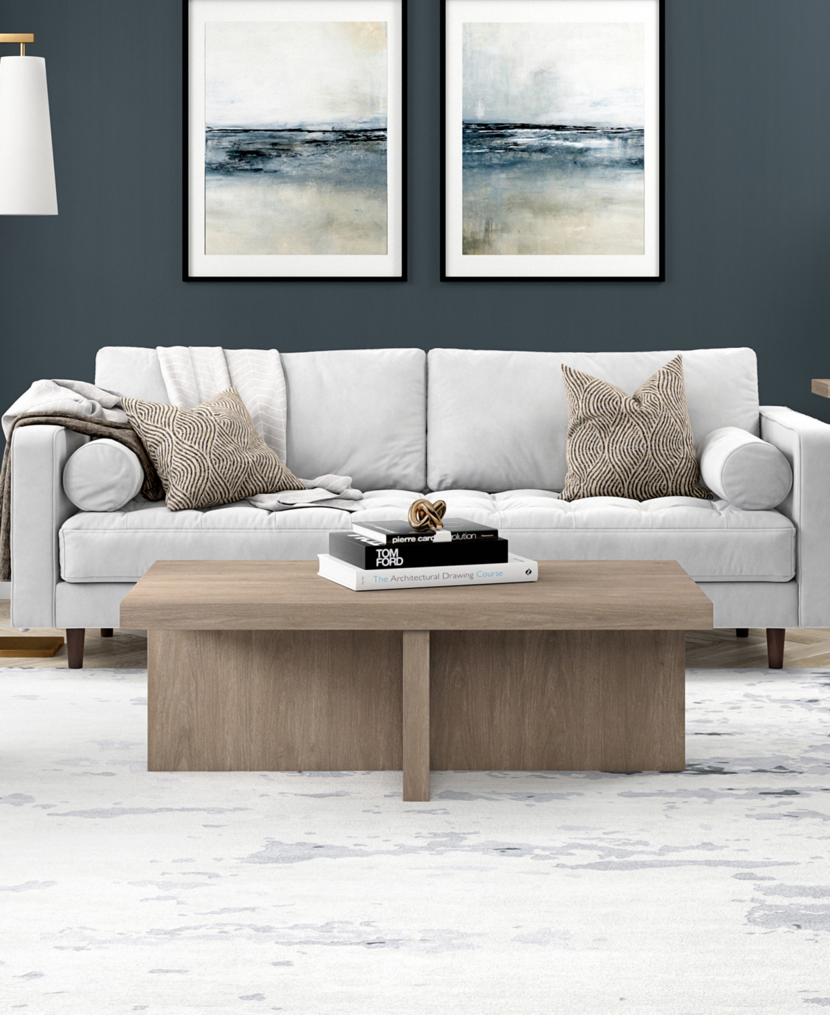 Hudson & Canal Elna 44" Wide Rectangular Coffee Table In Antiqued Gray Oak In Antiqued Gray Oak