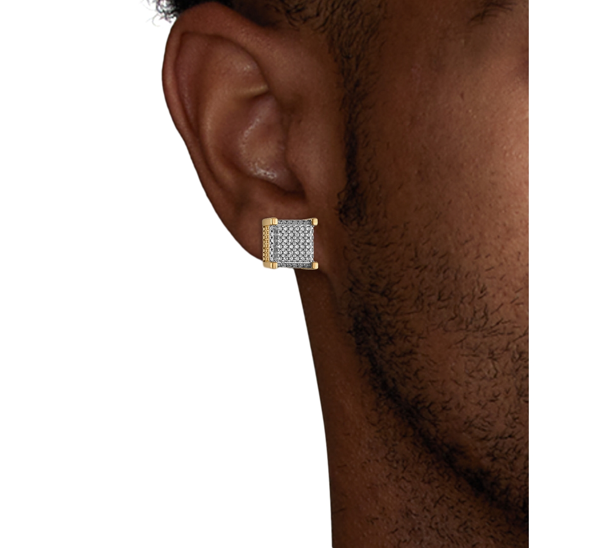 Esquire Men's Jewelry Cubic Zirconia Square Cluster Stud Earrings, Created for Macy's