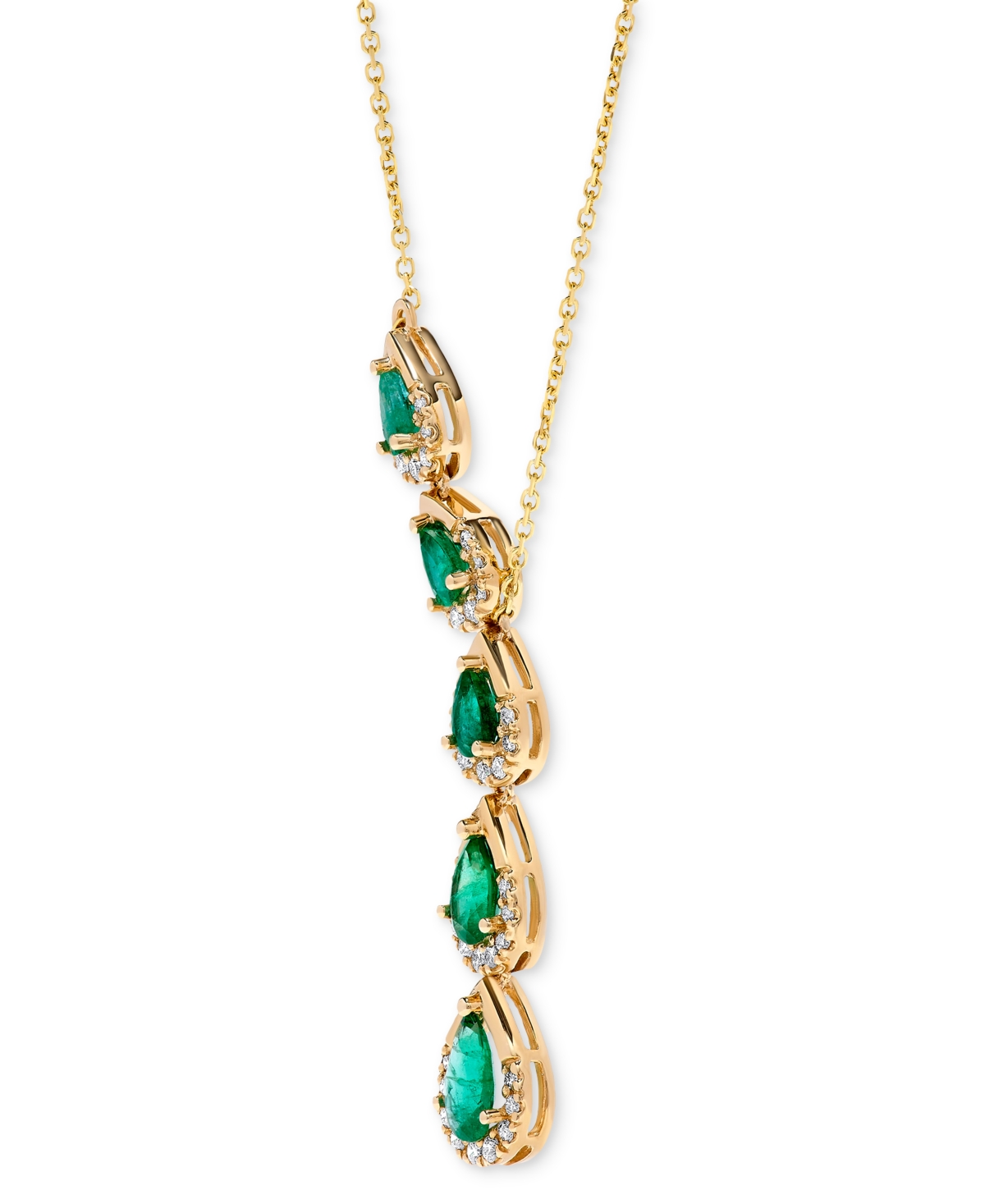 Macy's Emerald (1-5/8 Ct. T.w.) & Diamond (1/3 Ct. T.w.) 16" Lariat Necklace In 14k Gold In Emerald