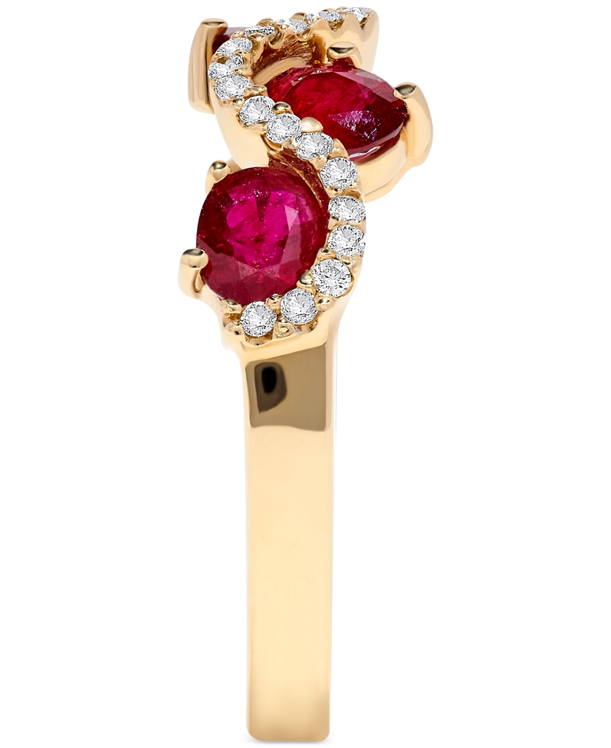 (2-1/2 ct. t.w.) & Diamond (1/5 ct. t.w.) Wavy Ring in 14k Gold - Ruby