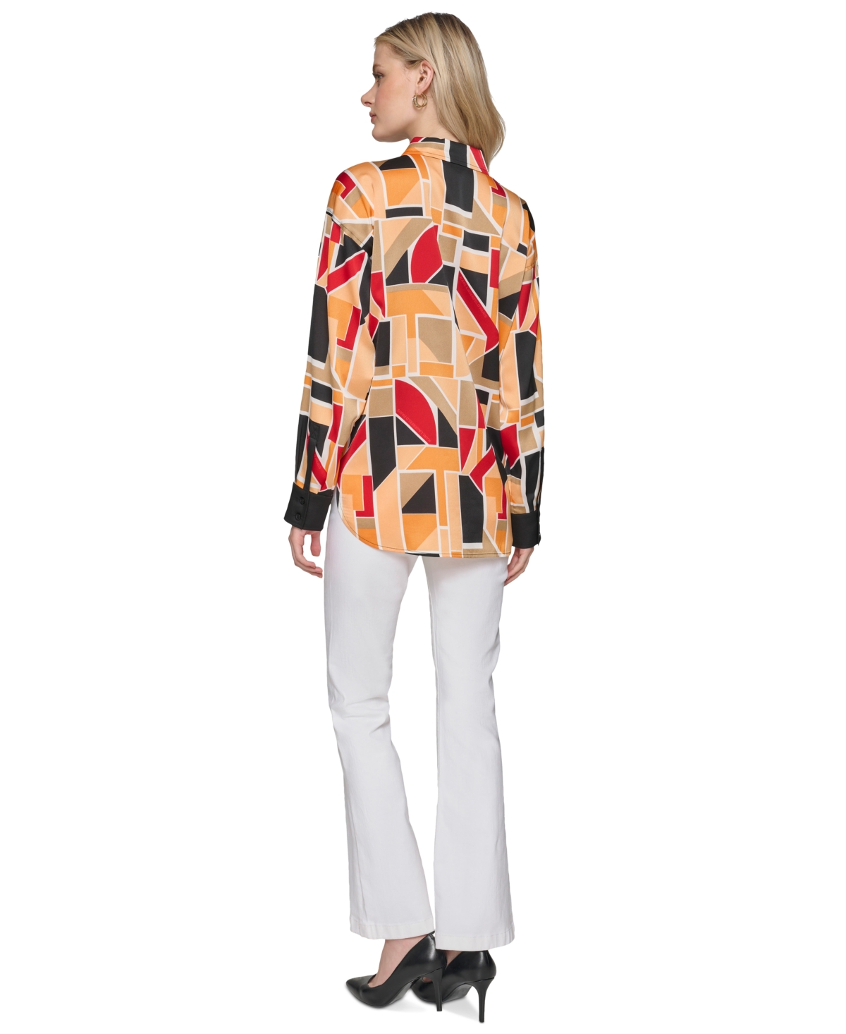 Karl Lagerfeld Paris Women's Oversized Printed Blouse -mrm