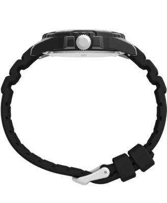 Men's Main Street Quartz Black Silicone Strap 42mm Round Watch