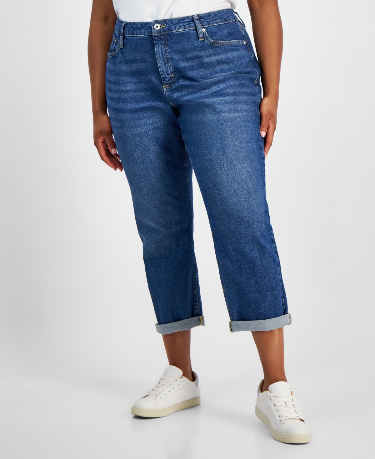 Style & Co Plus Size Mid-Rise Girlfriend Jeans, Created for Macy's