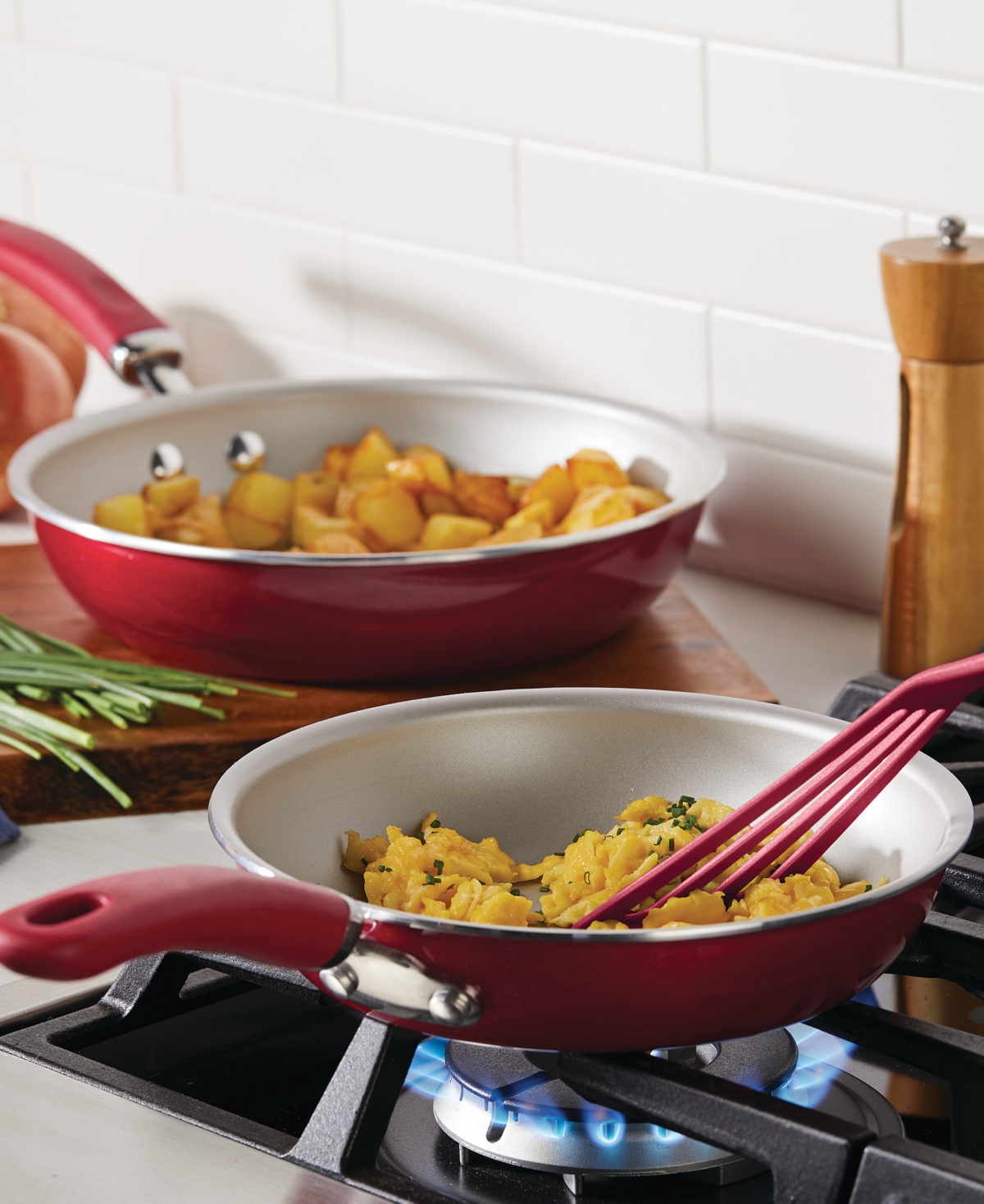 Rachael Ray Create Delicious Aluminum Nonstick 2-pc. Frypan Set In Red