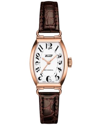 Women's Swiss Automatic Porto Brown Leather Strap Watch 22mm