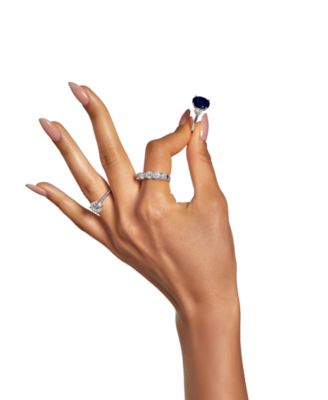 Lab Grown Sapphire (5-5/8 ct. t.w.) & Lab Grown Diamond (3/8 ct. t.w.) Ring in 14k White Gold (Also available in Emerald & Ruby)