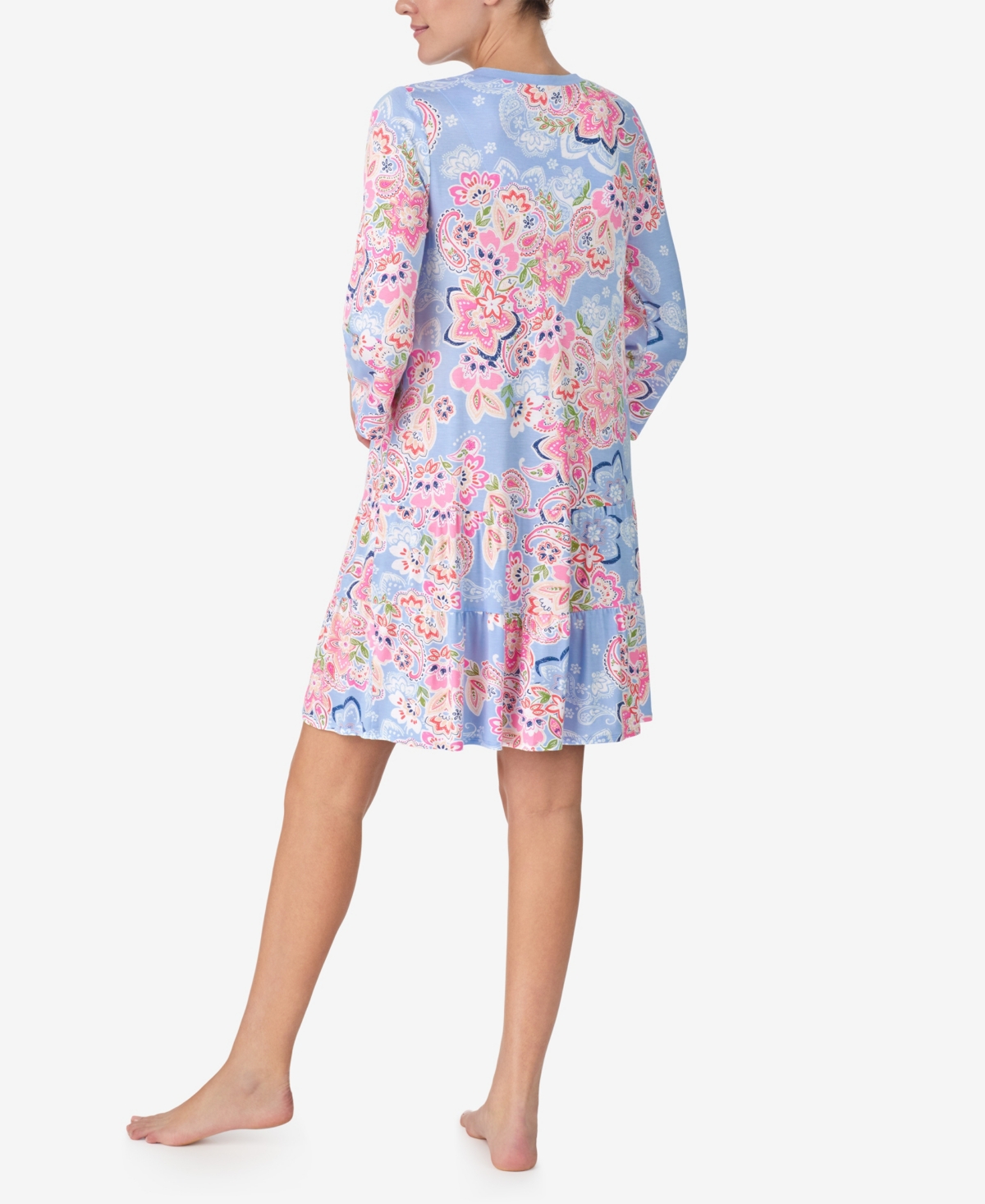 Shop Ellen Tracy Women's 3/4 Bell Sleeve Tunic Short Gown In Multi Paisley