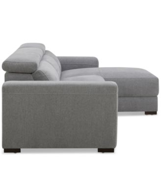 Nevio 3-Pc. Fabric Power Headrest Sectional and Chaise with 1 Power Motion Chair