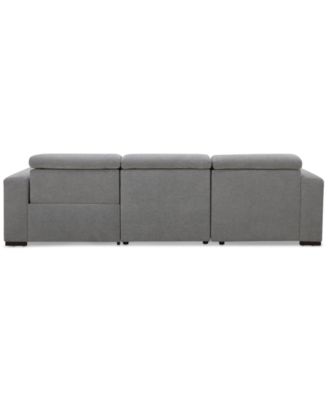 Nevio 3-Pc. Fabric Power Headrest Sectional and Chaise with 1 Power Motion Chair