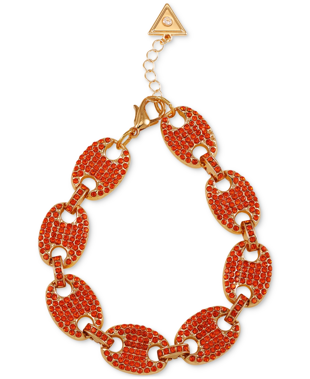 Gold-Tone Pave Link Statement Flex Bracelet - Gold/Orange