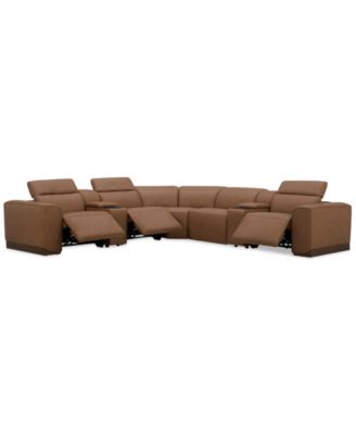 Lovro 7-Pc. Leather Sectional with 3 Power Motion Chairs & 2 Consoles, Created for Macy's