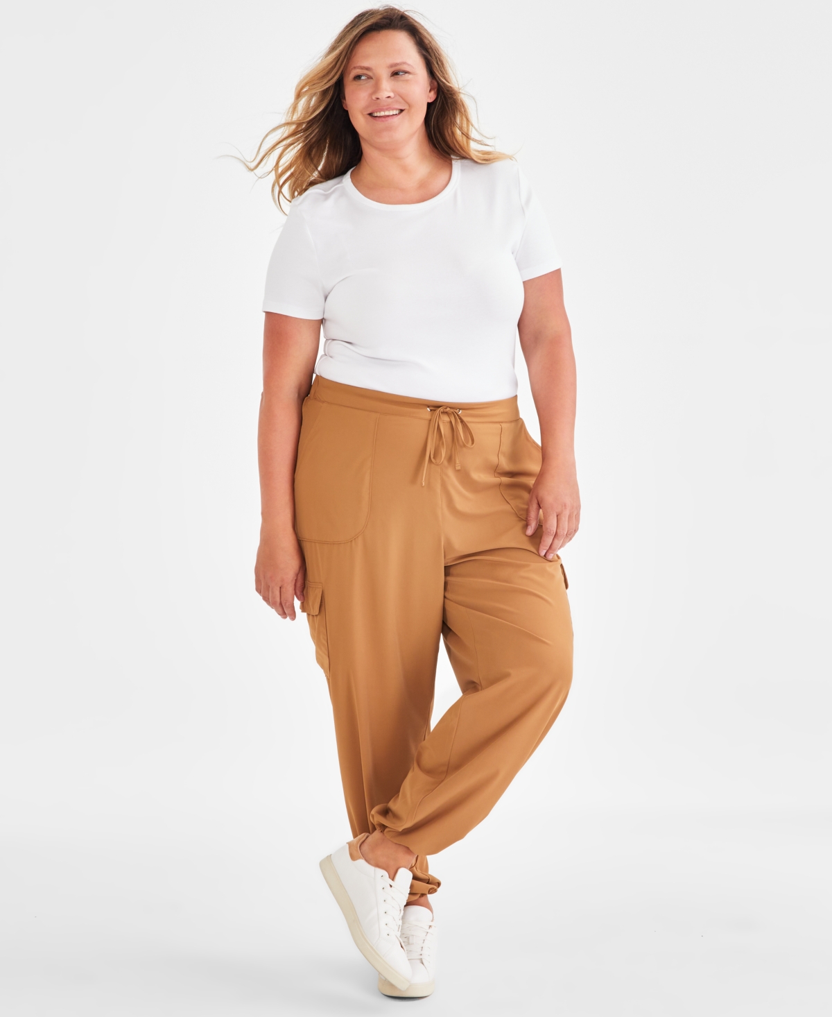 Style & Co Plus Size Pull-on Utility Pants, Created For Macy's In Caramel Kiss