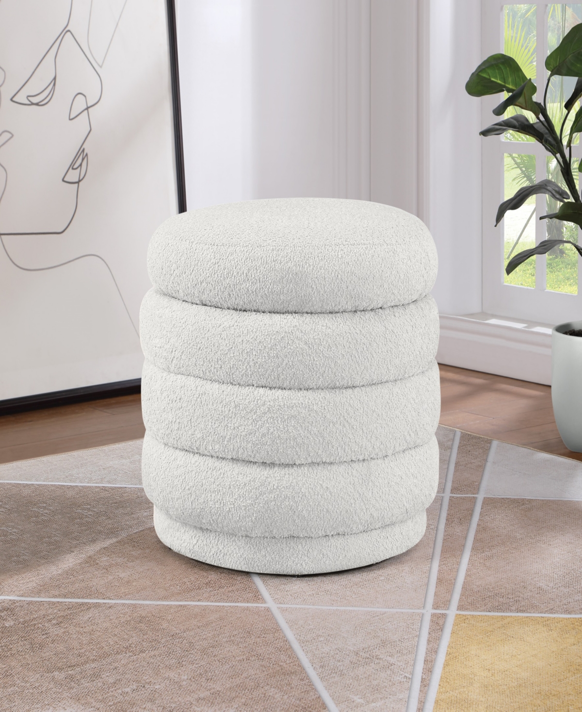 Osp Home Furnishings Office Star Cecil Storage Ottoman-parchment Sherpa Fabric In Natural