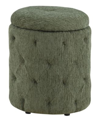 Office Star Erindale Round Storage Ottoman in Pine Fabric