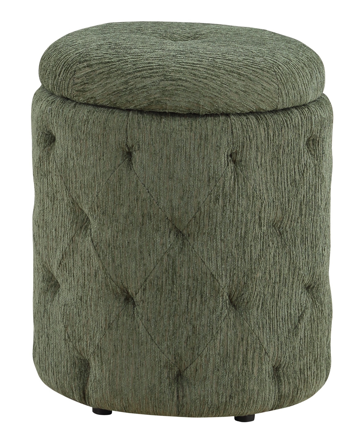Osp Home Furnishings Office Star Erindale Round Storage Ottoman In Pine Fabric In Sage Green