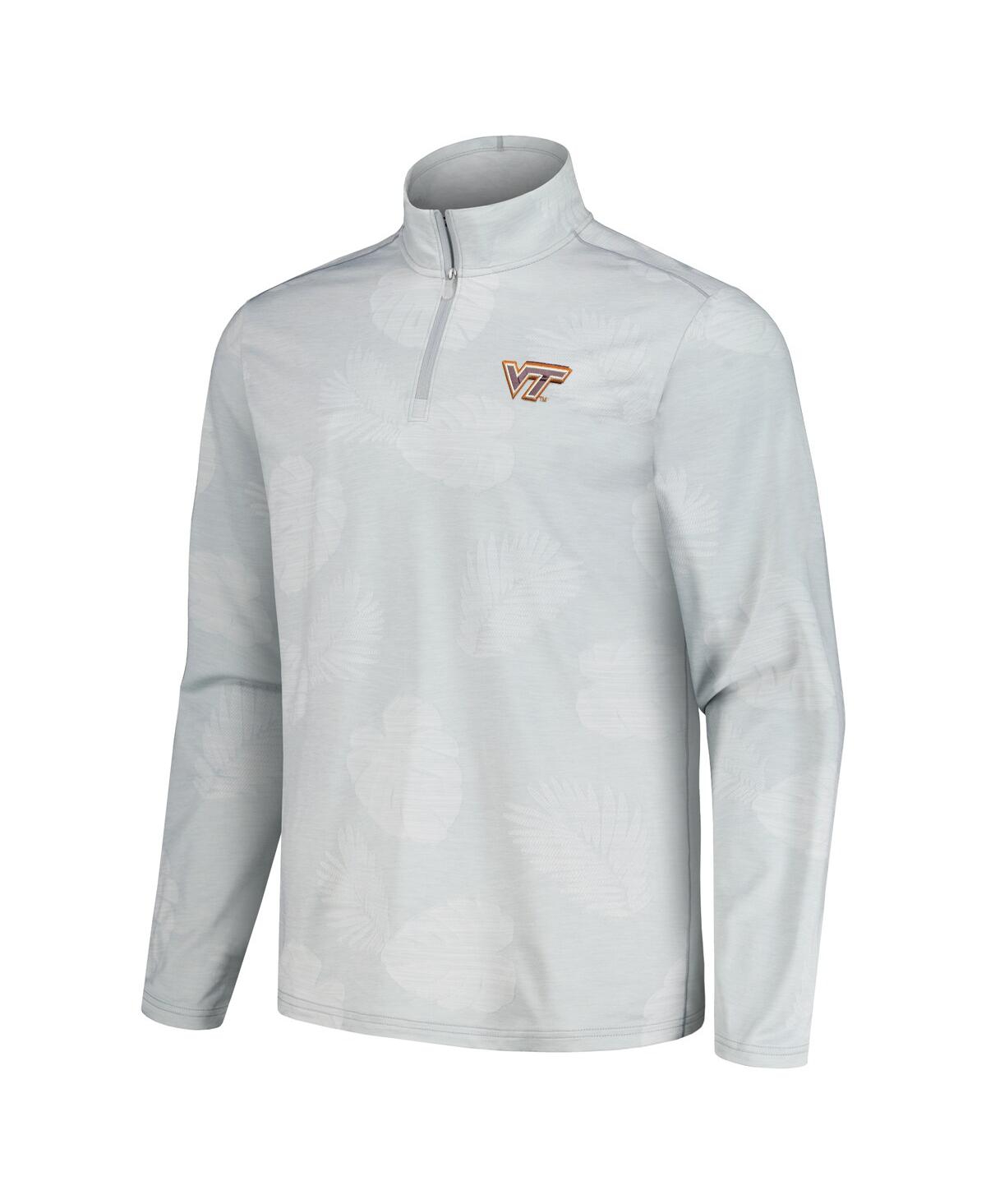 Shop Tommy Bahama Men's Gray Virginia Tech Hokies Delray Frond Islandzone Quarter-zip Jacket In Grey