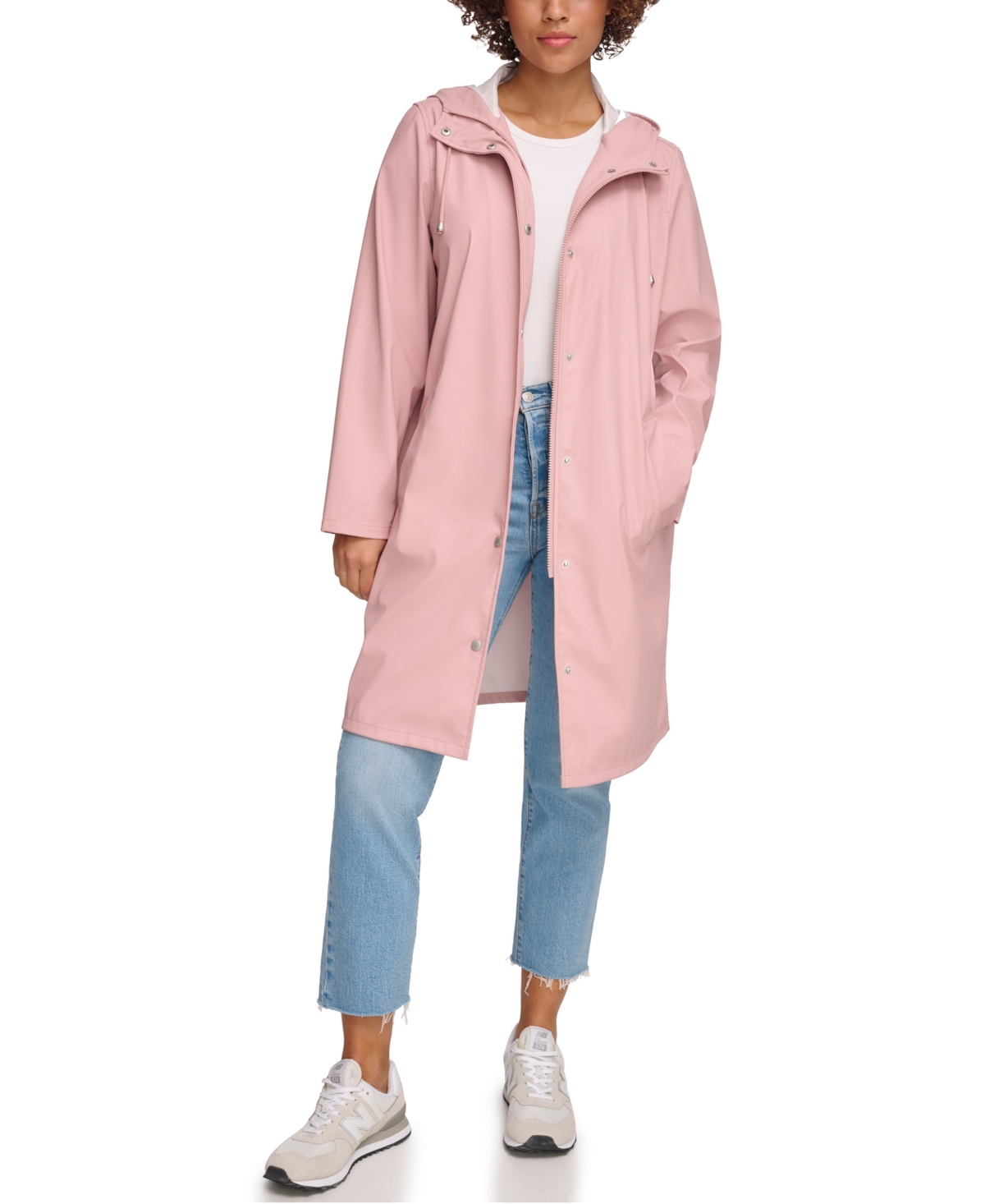 Levi's Water Resistant Hooded Long Rain Jacket In Rosebud