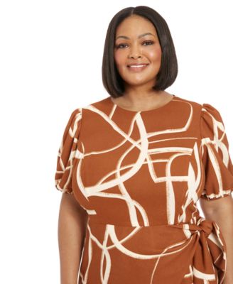 Plus Size Balloon-Sleeve Sarong Dress