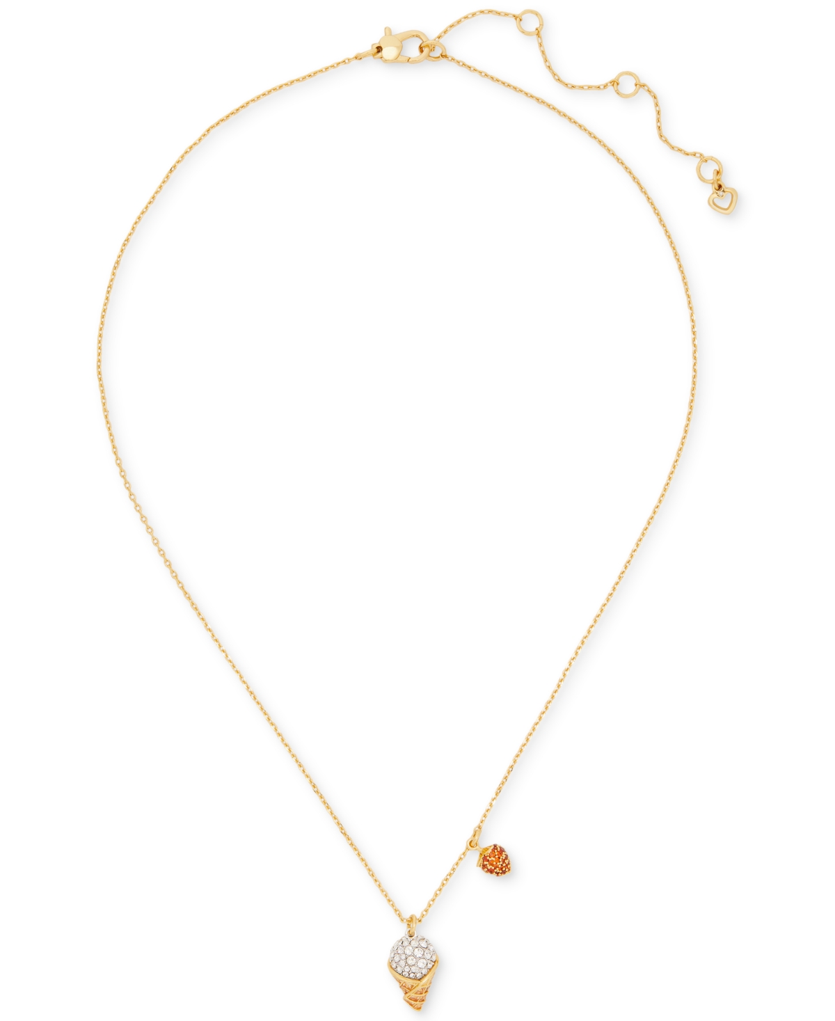 Kate Spade New York Gold-Tone Mixed Color Stone Strawberry & Ice Cream Pendant Necklace, 16