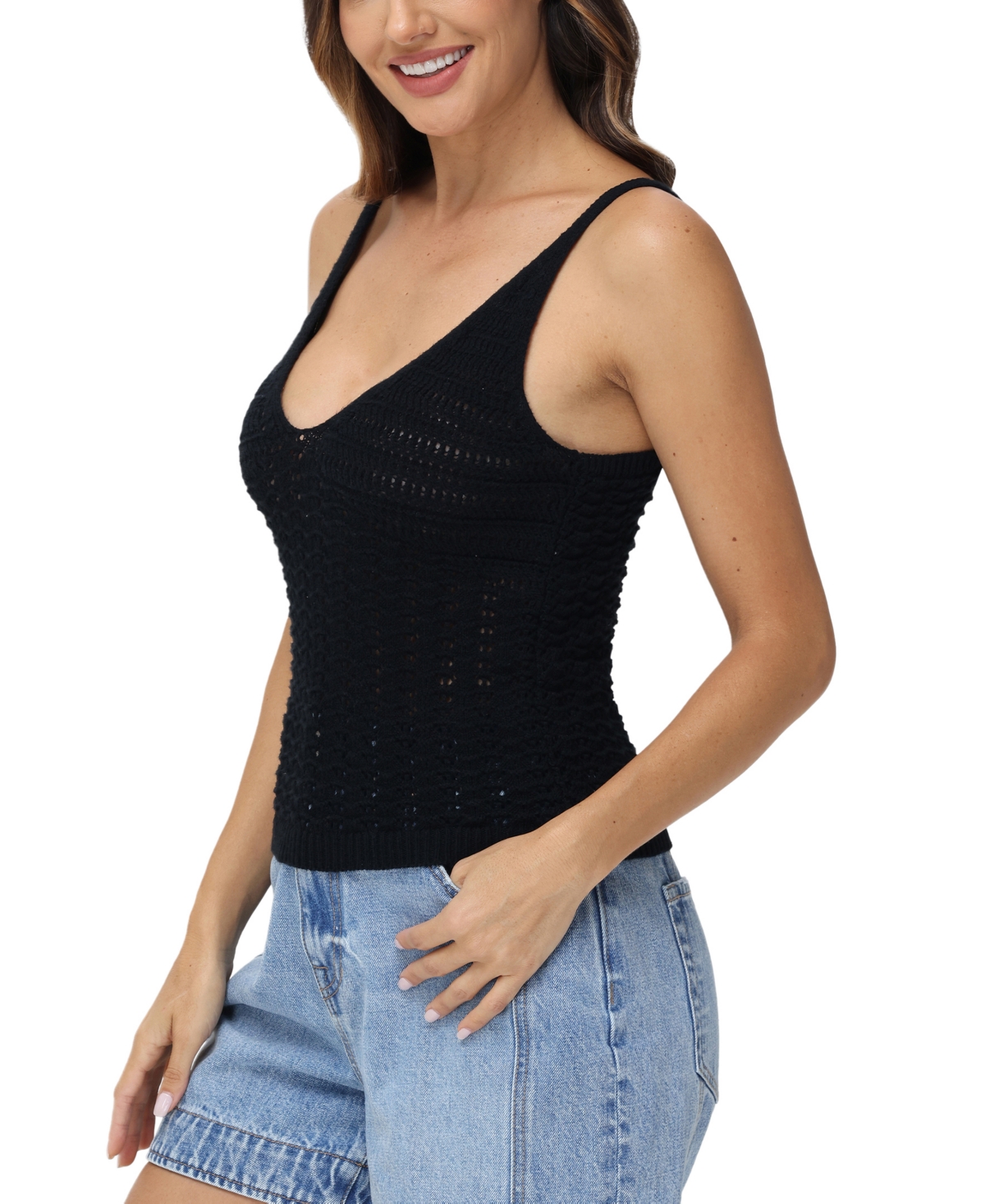 Frye Women's V-Neck Crochet Tank