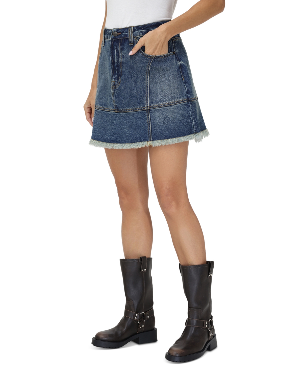 Frye Women's Denim Flounce-Hem Skirt