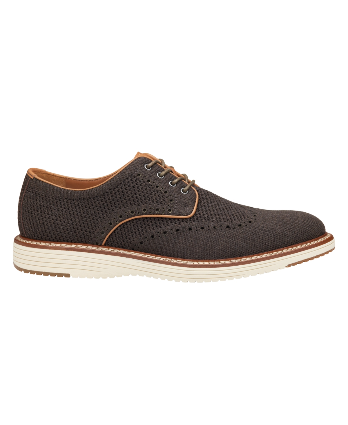 Shop Johnston & Murphy Men's Upton Knit Wingtip Dress Casual Lace Up Sneakers In Brown