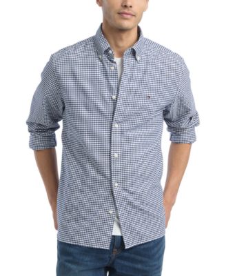 Tommy Hilfiger - Men's Gingham Long Sleeve Button-Down Oxford Shirt