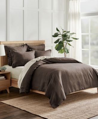 Washed Linen Solid Duvet Cover, Full/Queen