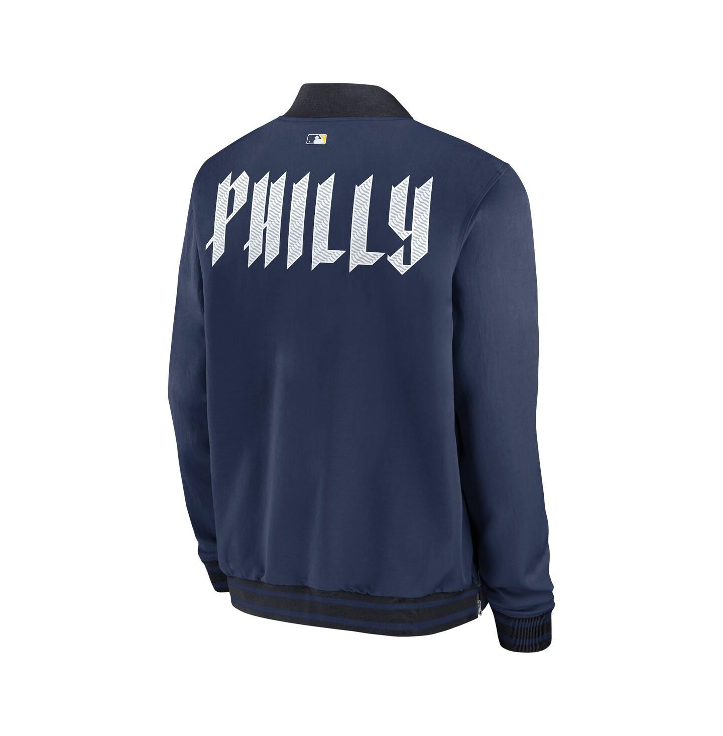 Мужская куртка Nike Navy Philadelphia Phillies 2024 City Connect Authentic Collection Game Time Full-Zip Bomber — фото 3