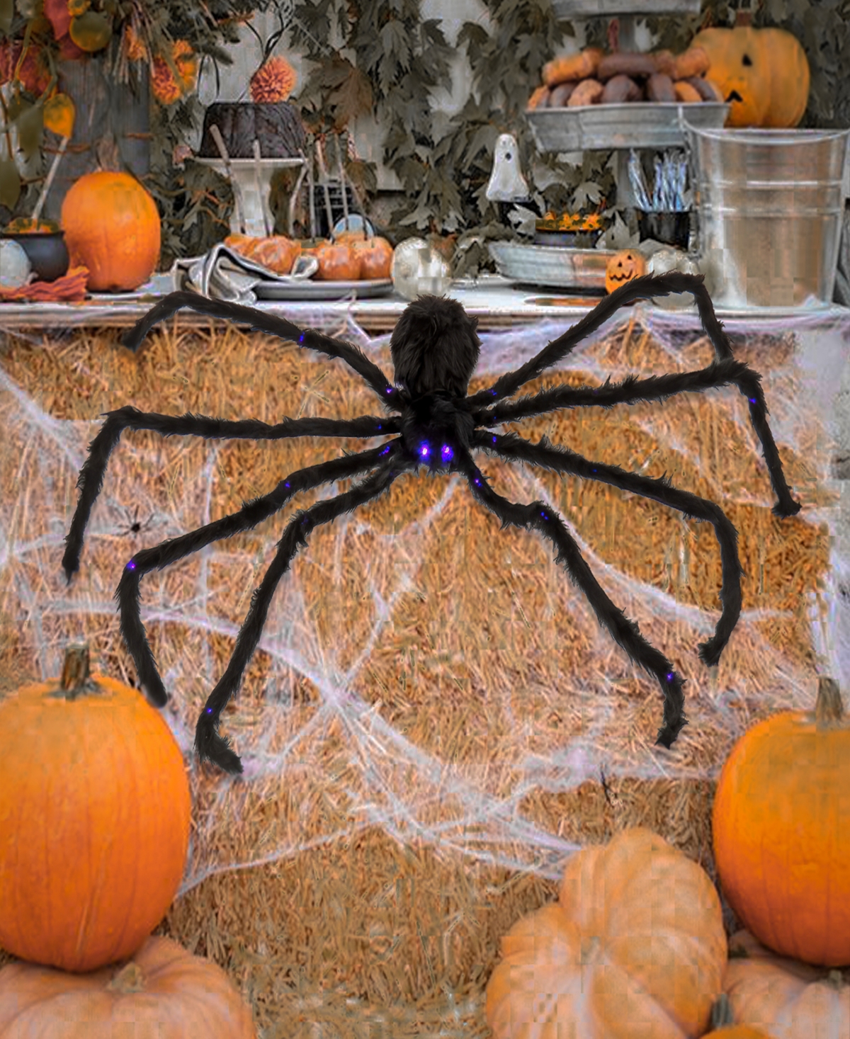 National Tree Company 50" Halloween Spider With Led Lights In Black