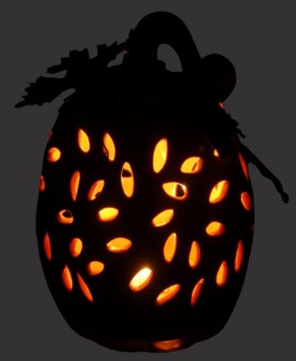 National Tree Company 6" Ceramic Pumpkin Decoration, LED Lights, Autumn Collection